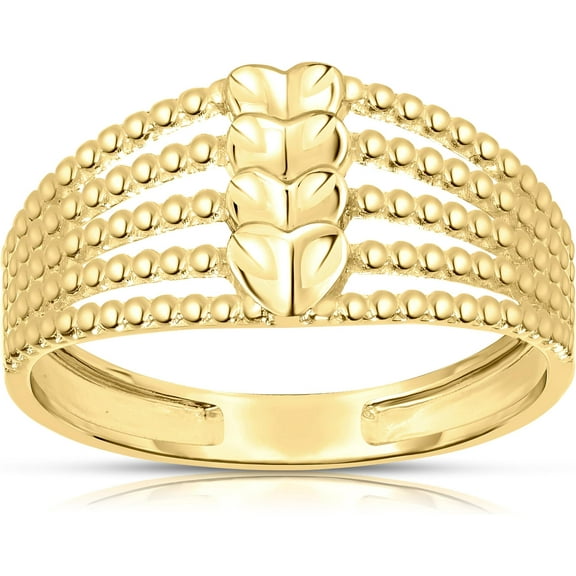 Floreo 10k Yellow Gold Beaded Heart Stack Women's Ring