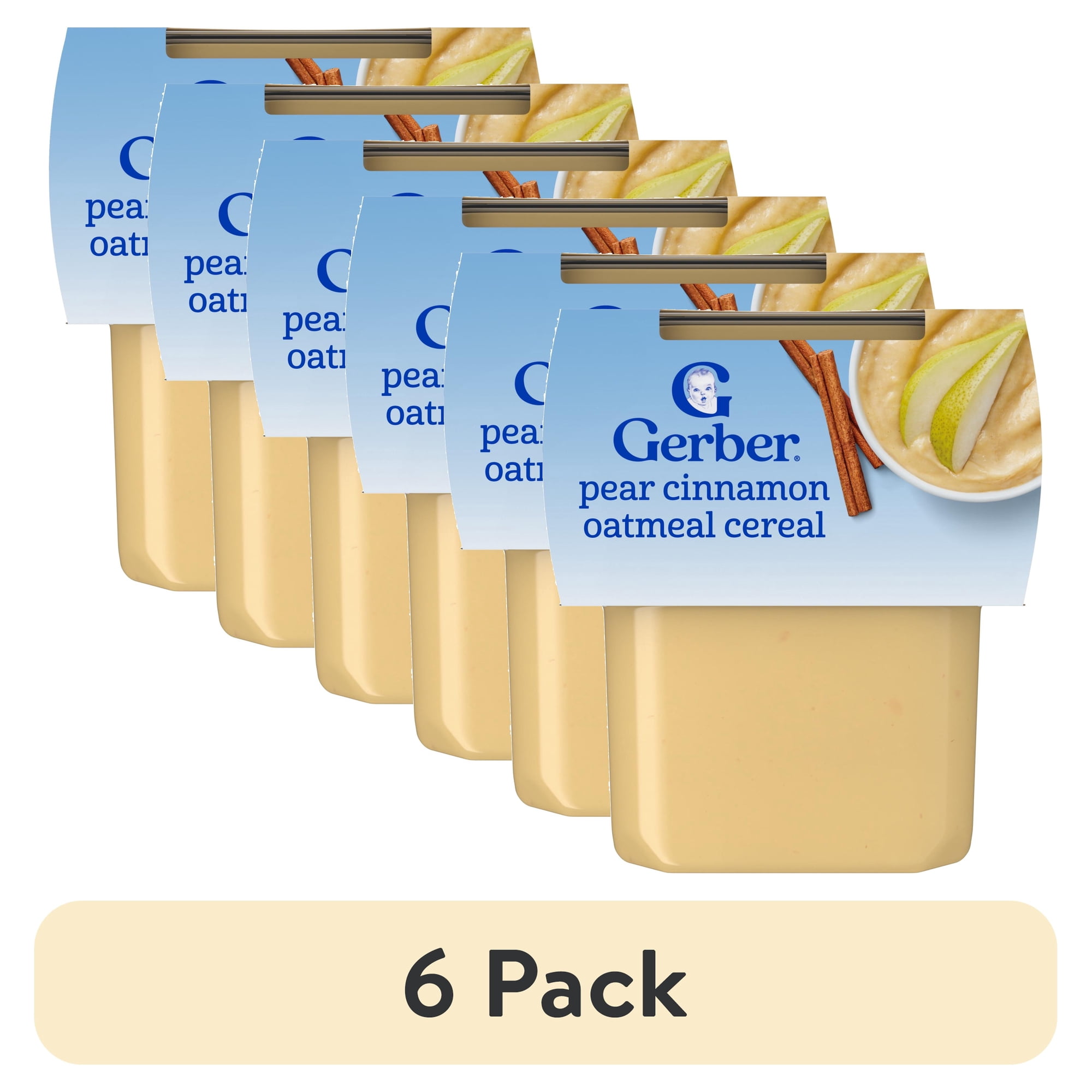 (6 pack) Gerber 2nd Foods Baby Food, Pear Cinnamon with Oatmeal, 4 oz Tubs (2 Pack)