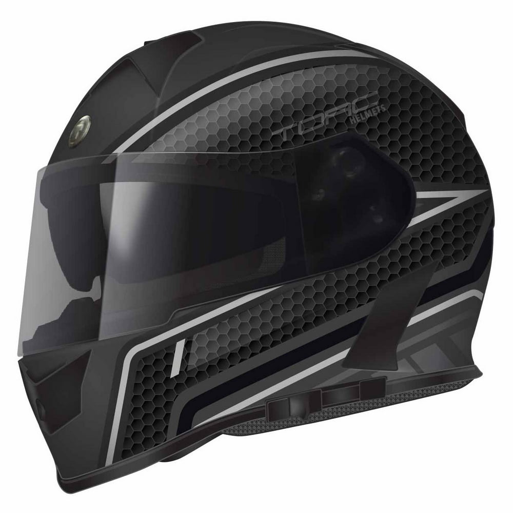 Torc Full Face T14 Bluetooth Helmet Scramble Grey Flat Black Large