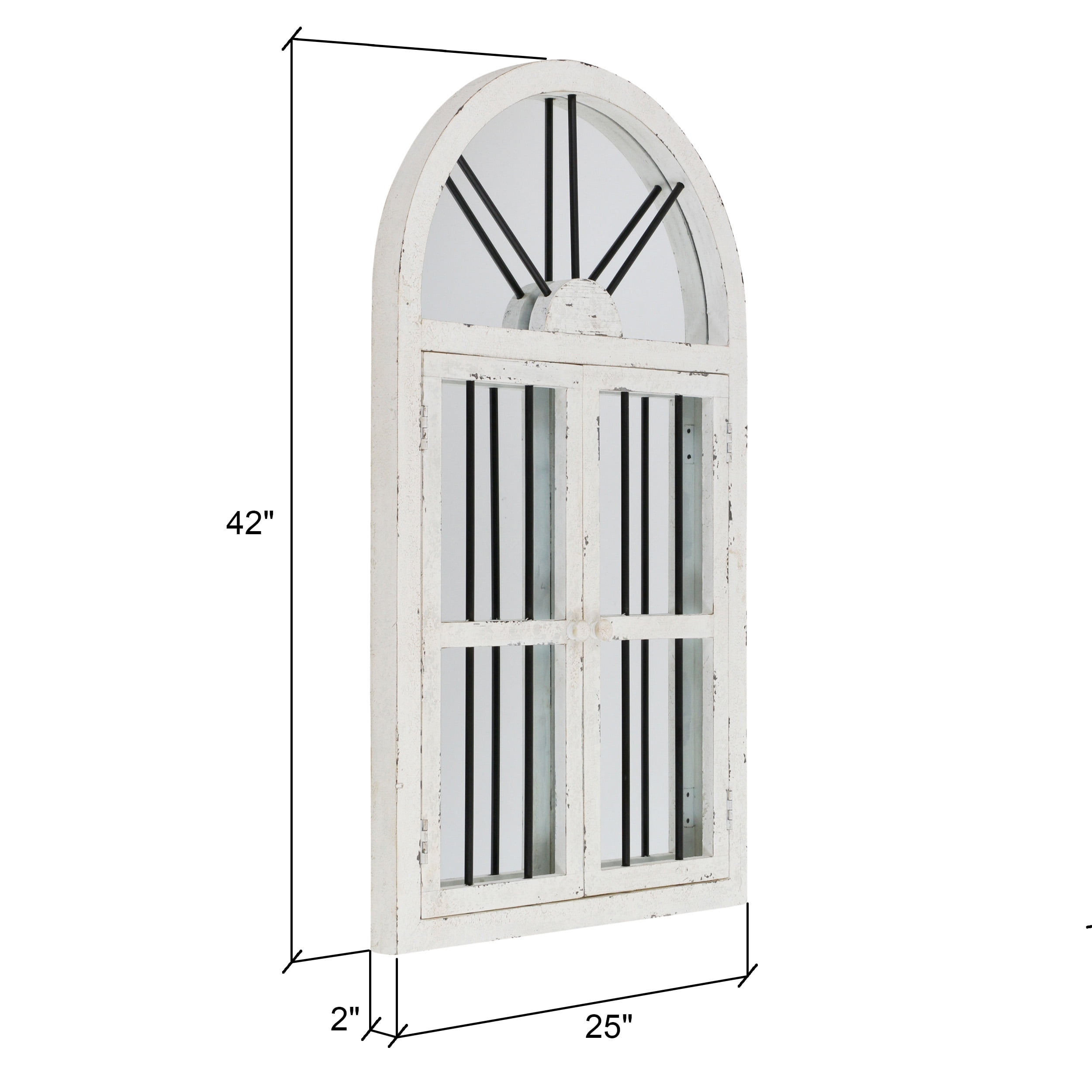 Arched Window Wall Mirror White 42" x 25" by Aspire