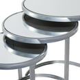 thumbnail image 5 of DecMode Contemporary Silver Metal Round Accent Table with Mirrored Glass Top, Set of 3 21", 19", 17"H, 5 of 15