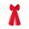 thumbnail image 3 of Hovilon Christmas Tree Topper Bow - Red Snow Lace Mesh Netting Ribbon Large Flowing Decoration for Indoor Holiday Tree, Fireplace Door Wall Winter Xmas Party Home Decor Supplies Polyester, 3 of 6