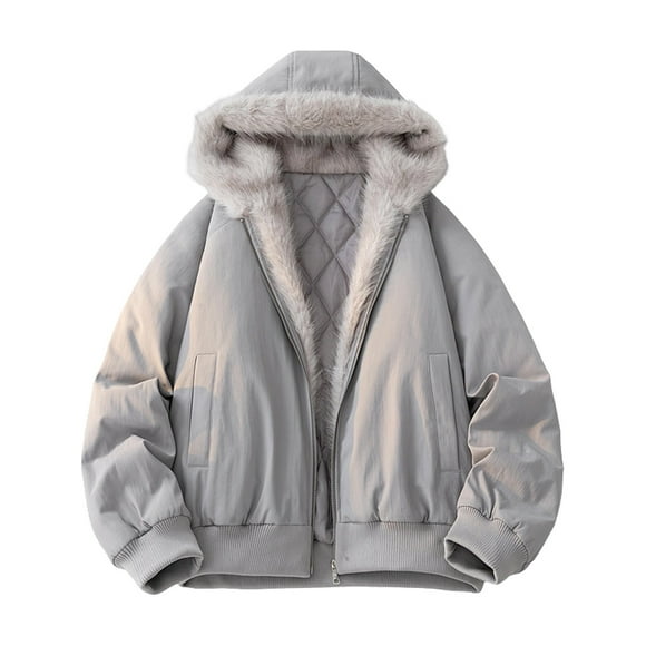 Kalauyu Men's Warm Winter Jacket Puffer Coat Windproof Quilted Parka with Hood