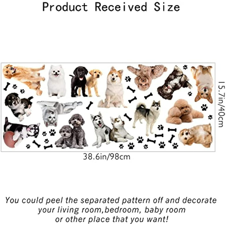  76 Pieces Dog Paw with Bone Wall Sticker Dog Room Decor Dog Pup  Removable Vinyl Wall Decals Animal Footprint for Kid Pets Room Decor Y73  (B, Black) : Tools & Home