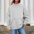 thumbnail image 7 of Womens Mock Neck Sweatshirt Lightweight Maternity Sweatshirt Solid Color Lounge Tops Fall Fashion Must Haves Workout Tops Casual Oversized Sweatshirts Comfort Hoodie Tunic Tops with Pockets Grey, 7 of 7