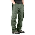 thumbnail image 2 of DPTALR Men's Solid Color Multiple Pockets Casual Loose Cargo Pants,Green,Big and Tall Men 29, 2 of 7