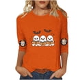 thumbnail image 2 of ZVAVZ Women's 3/4 Sleeve Halloween Tops Crew Neck Ghost Printed Tee Shirts Loose Fit Bat Graphic Tees Fashion Holiday T Shirt Orange M, 2 of 4