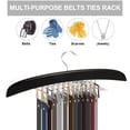 thumbnail image 3 of Luxtrada Wooden Tie Hanger and Belt Hanger Horizontal Necktie Holder Organizer and Storage Rack with 24 Hooks for Tie Rack Holder, Scarfs,Camisoles (Black), 3 of 7