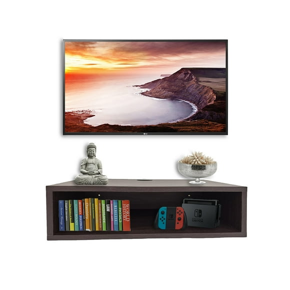 Repisa Flotante Moderna Cajón Para Equipos De Tv 50 X 25 Cm Roble Dakar.287 Hanlob Repisa Flotante Moderna con cajon para equipos de TV