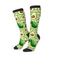 thumbnail image 2 of Balery Avocado Green Striped Printed Novelty Socks Men's Women's Crew Socks Sports Socks Knee High Socks Cotton Socks Quirky and Cool Socks, 2 of 9