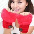 thumbnail image 6 of Women Winter Fingerless Mittens Warm Furry Gloves Convertible Fingerless Gloves Half Finger Arm Warmer Gloves Soft Faux Fur Gloves Smooth Furry Gloves Fur Mittens for Girls, 6 of 8