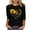 Black, variant on Women Flowy Round Neck 3/4 Sleeve Sunflower Floral Casual Comfy Boho Vacation Travel Loose Tops Blouse, White M