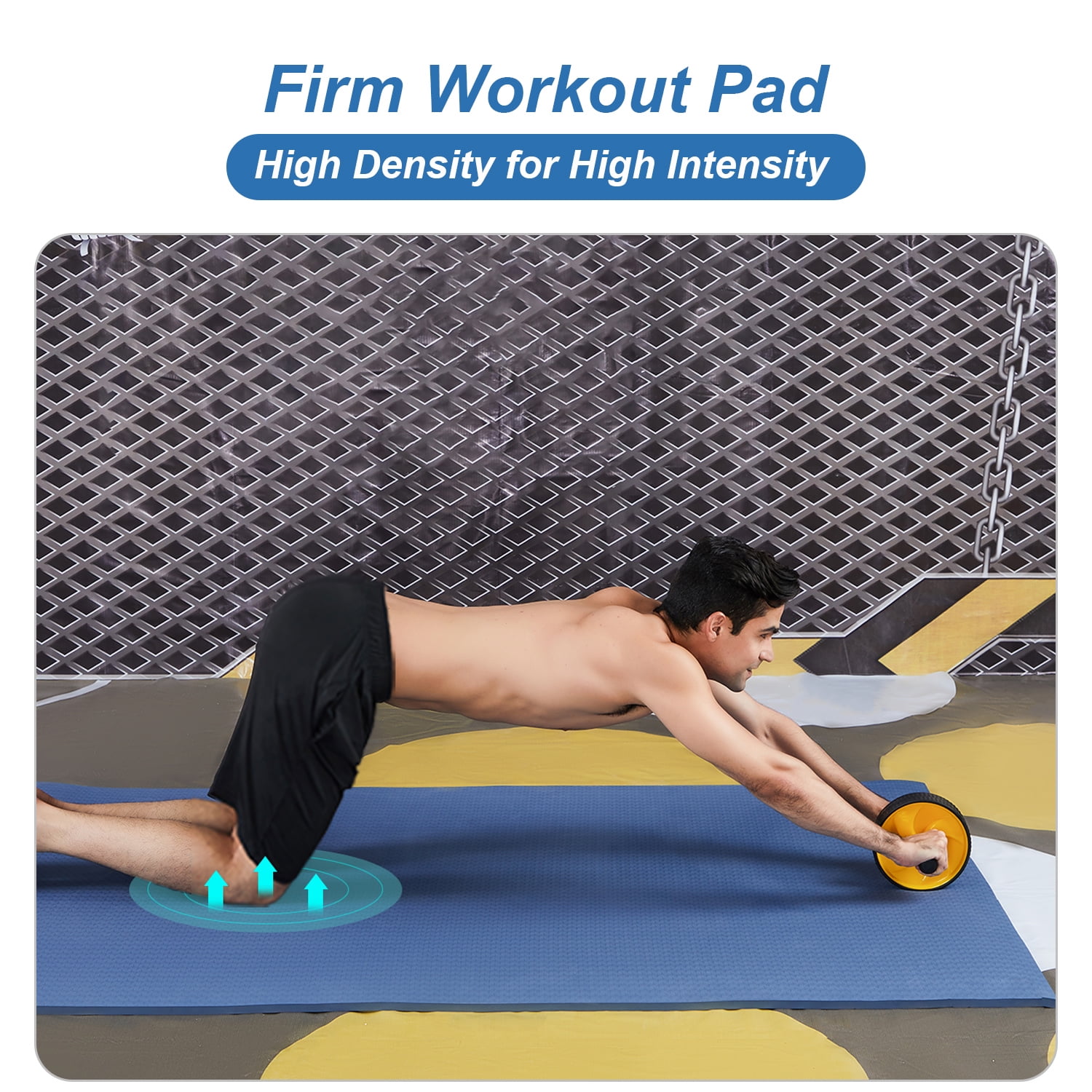 YR Wide Exercise Mat 78 X51 Large Floor Workout Mat 1 2 Thick TPE Foam Heavy Duty Fitness Blue Walmart