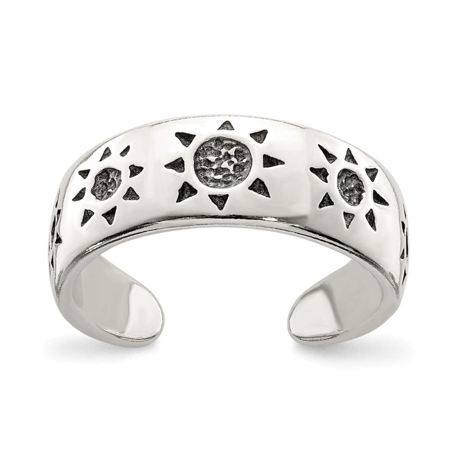 Primal Silver Sterling Silver Antiqued Sun Toe Ring