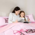 thumbnail image 4 of Castle Fairy Pink Leopard Bow Letter E Queen Comforter Set 3pcs for Girls,Cheetah Print Initial Bedding Comforter Set,Pink Reversible, 4 of 6