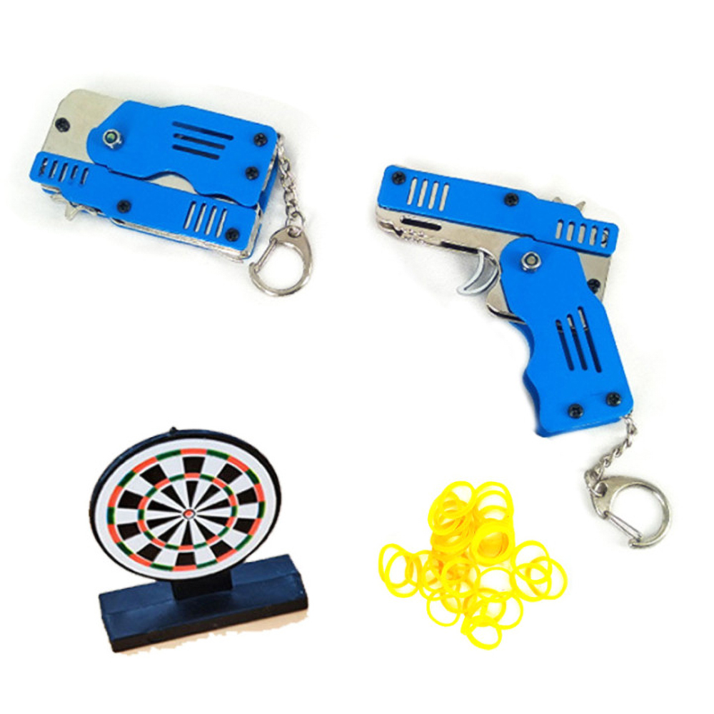 Rubber Band Gun, Mini Foldable Rubber Band Gun, Metal Rubber Launcher