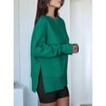 thumbnail image 5 of Womens Oversized Sweatshirts Crew Neck Long Sleeve Shirts Casual Loose Slit Fall Outfits Green M, 5 of 9