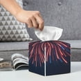 thumbnail image 6 of KLL Fireworks3 Print Tissue Box Cover,Leather Tissue Holder Square Facial Tissue Case Facial Paper Organizer Dispenser for Bathroom, Vanity Countertop, 6 of 7