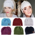 thumbnail image 2 of Women Stretch Knit Hat Messy High Ponytail Beanie Warm Hole Cap, 2 of 2