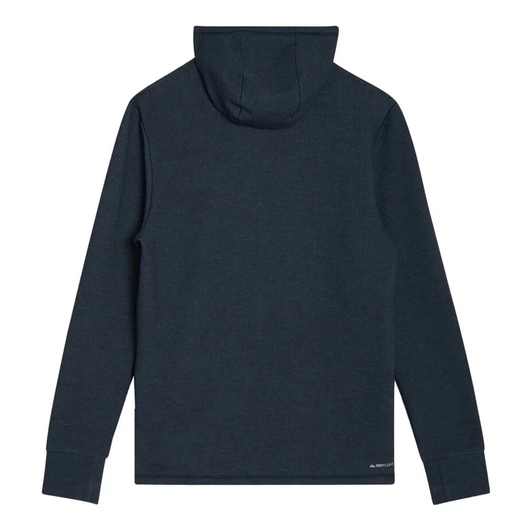 Quiksilver Mens Textured Pullover Sweater Hoodie (Blue, Medium