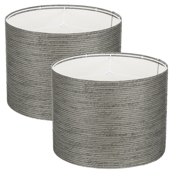 2Set Drum Lamp Shades for Table Lamps, 13"x13"x10" Linen Lampshade Easy Assembly Lamp Shade for Table Lamps Floor Lamps Bedside, Black Grey