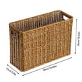 thumbnail image 3 of Leojiow Magazine Woven Rattan Magazine Rack With Handles Rectangular Storage For Newspapers Bottles Home Desk Brown Magazine 38X15X26Cm Utility, 3 of 7
