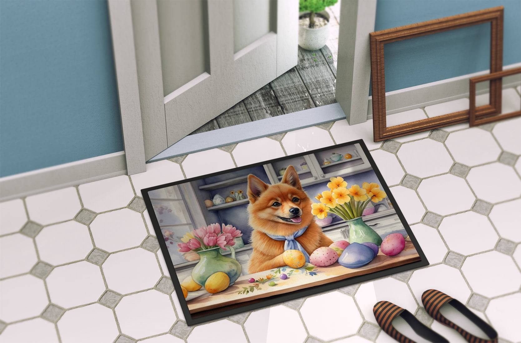 Decorating Easter Finnish Spitz Doormat 27 in x 18 in