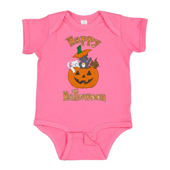 Inktastic Happy Halloween Kittens in Pumpkin Boys or Girls Baby Bodysuit