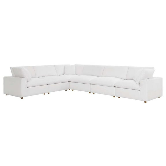 Modway Commix 6-Piece Down Filled Overstuffed Fabric Sectional Sofa Set in White