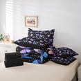 thumbnail image 6 of jejeloiu Cartoon Butterflies 7pcs Bedding Comforter Set,Cute Stars Print Queen Bedding Sets,Purple Blue Black Queen Sheet Sets For Girls Kids,Luxury Bedroom Decor Reversible, 6 of 8