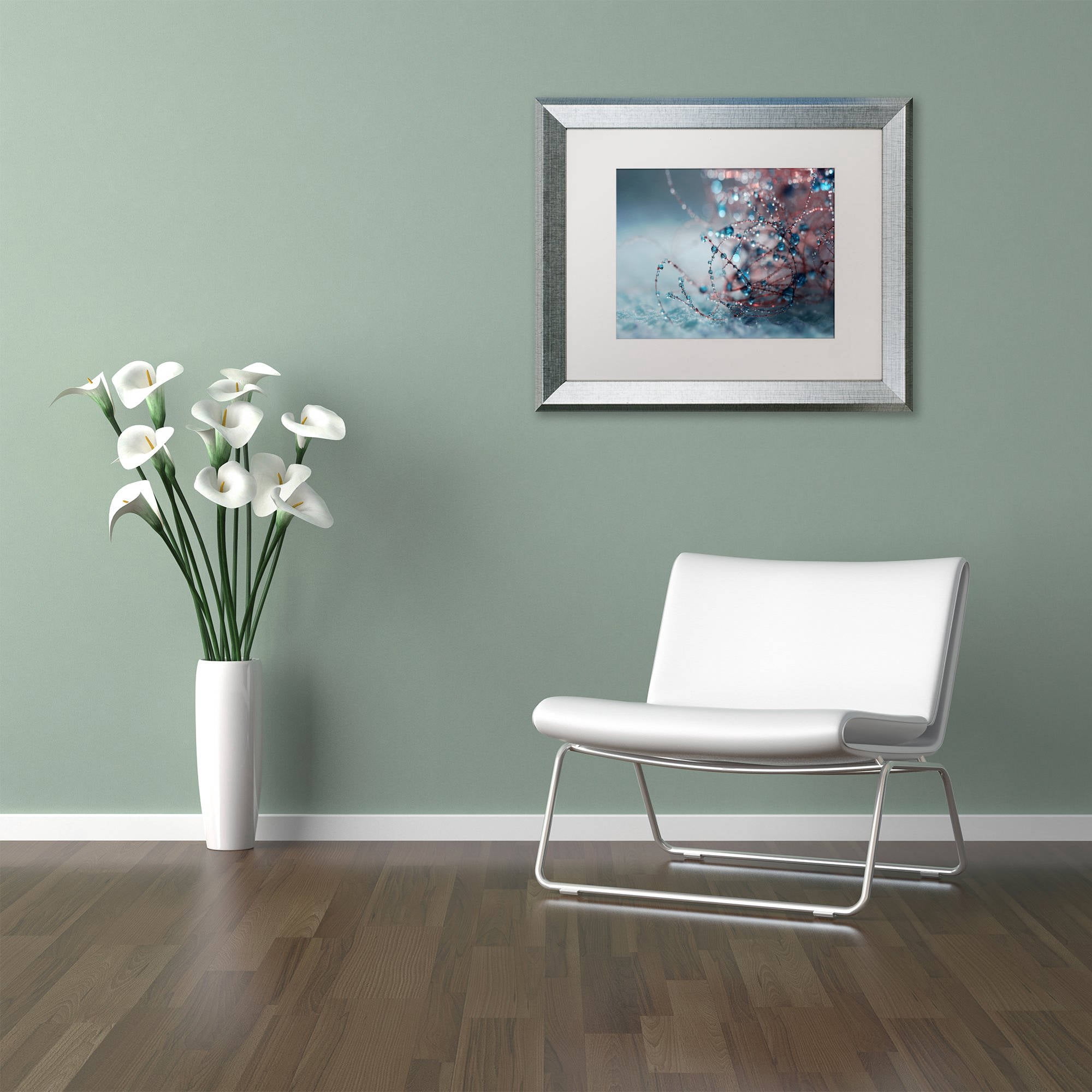 Trademark Fine Art "Blue Silence" Canvas Art by Beata Czyzowska Young, White Matte, Silver Frame