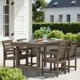 thumbnail image 6 of SERWALL Outdoor Dining Table, 67" Rectangle HDPE Dining Table with Umbrella Hole, Coffee, 6 of 9