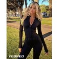 thumbnail image 4 of Mono largo de manga larga con cierre frontal y ajuste bodycon en negro YEOREO, 4 of 6