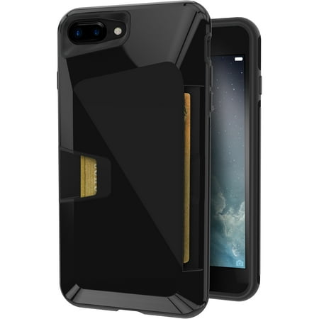 Silk iPhone 7 Plus/8 Plus Rugged Wallet Case - Vault Armor Wallet for iPhone 7+/8+ [Protective Non-Slip Grip Credit Card Cover] - Jet (Best Case For Iphone 7 Plus Jet Black)