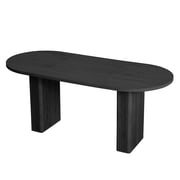 70.8 Inch Dining Table for 4-6 People, Oval Kitchen Table with Wood Strip Base, Modern Farmhouse Large Round Dining Room Tables for Kitchen Living Room (Natural)