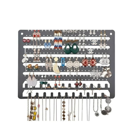 LAMIRO Wall Mounted Wooden Jewelry Organizer Hanging Earring Holder Necklace And Bracelet Display Rack Earring Storage For Studs And Dangles For Home Decor
