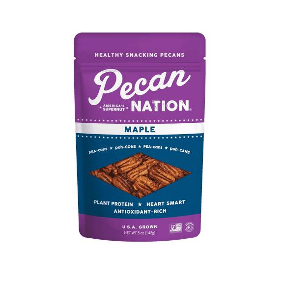 Pecan Nation Maple Snacking Pecans, 5 oz Resealable Bag, Non-GMO, Gluten Free, Nothing Artificial