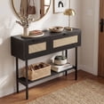 thumbnail image 4 of Gymax 40'' Freestanding Entryway Table w/Flip Doors & Open Storage Shelf Metal Frame Black, 4 of 9