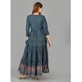 thumbnail image 3 of DWEEP SARA Blue Cotton Embroidered Ethnic Dress Fit & Flared Gown 3/4 Sleeve Kurta, 3 of 6