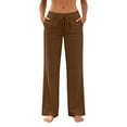 thumbnail image 6 of HADST Women's Drawstring Waist Straight Leg Pants Side Pockets Lightweight Cotton Linen Trousers for Casual Summer, 6 of 7