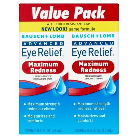Bausch & Lomb Eye Drops Advanced Eye Redness Relief, 0.5 fl oz, 2 (Best Redness Relief Eye Drops)