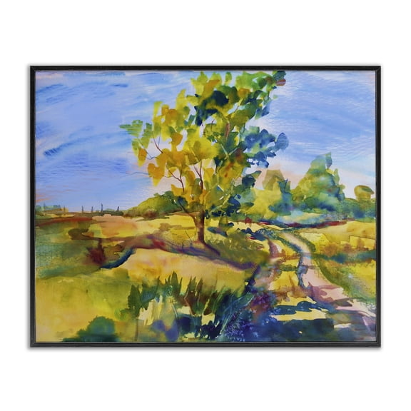 Stupell Industries Traditional Tree & Path Landscape Black Framed Giclee Art, 20 x 16, by MB Cunningham