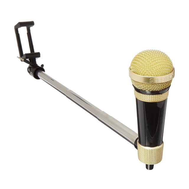 Set de música Oonies Selfie Micrófono con Micrófono, Selfie Stick Black