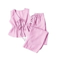 thumbnail image 7 of Shrysg Women's Summer 2 Piece Outfits Casual Striped Sleeveless V Neck Crop Tops and Wide Leg Pants Tracksuit Sets Pink, 7 of 7