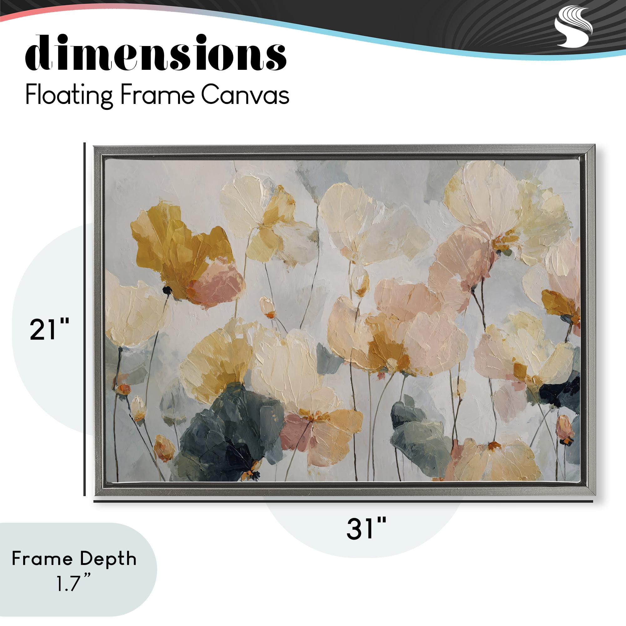 Stupell Industries Abstract Brushed Petals Gray Framed Floater Canvas Wall Art, design by Jacky Ngan