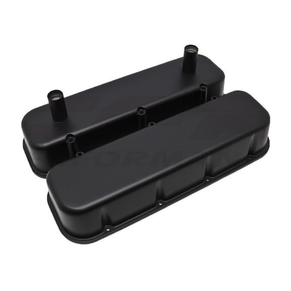 Cobra-Tek - CBK-HZ-8059-PCMB- Compatible 1965-1995 Chevy Big Block BB Racing Valve Covers Powder Coated Matte Black Aluminum Stainless Steel w/Tubes