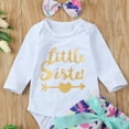 thumbnail image 6 of Newborn 3Pc Baby Girl Outfit Long Sleeve Letter Romper Floral Pants Clothes Set, 6 of 8