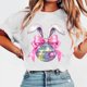 thumbnail image 2 of Tops de Manga Corta de Verano para las Mujeres Imprimir Blusa de Cuello Redondo, Moda Ligera de Poliéster Spandex, 2 of 7