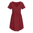 thumbnail image 6 of Summer Dresses for Women V Neck T-shirt Mini Dresses Fashion Loose Casual Soild Color Nightgown Beach Vacation Clothes, 6 of 7