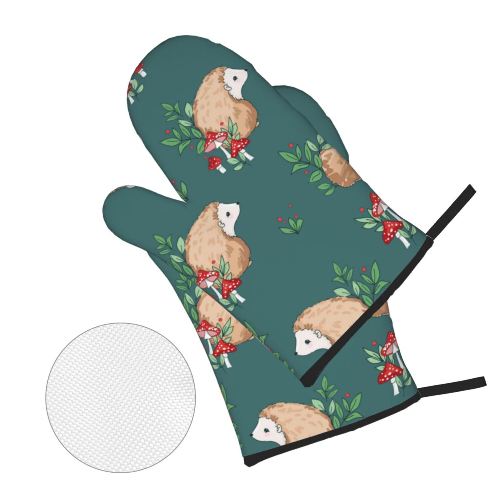 Baby Hedgehog Mushroom 4Pcs Oven Mitts and Pot Holders Sets Oven Kitchen Gloves Hot Pads for Cooking BBQ Baking Grilling